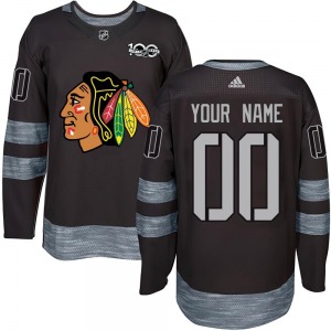 Custom Chicago Blackhawks Youth Authentic Custom 1917-2017 100th Anniversary Jersey (Black)