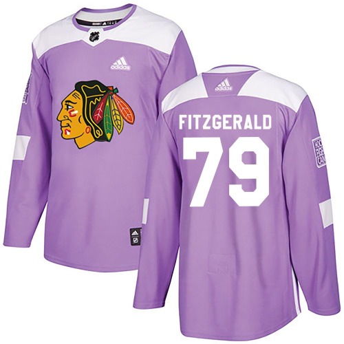 Cavan Fitzgerald Chicago Blackhawks Adidas Authentic Fights Cancer Practice Jersey (Purple)