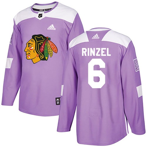 Sam Rinzel Chicago Blackhawks Adidas Authentic Fights Cancer Practice Jersey (Purple)