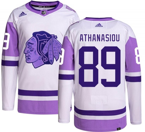 Andreas Athanasiou Chicago Blackhawks Adidas Youth Authentic Hockey Fights Cancer Jersey