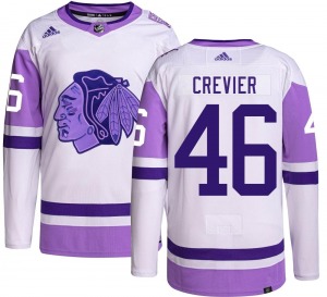 Louis Crevier Chicago Blackhawks Adidas Youth Authentic Hockey Fights Cancer Jersey