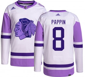 Jim Pappin Chicago Blackhawks Adidas Youth Authentic Hockey Fights Cancer Jersey