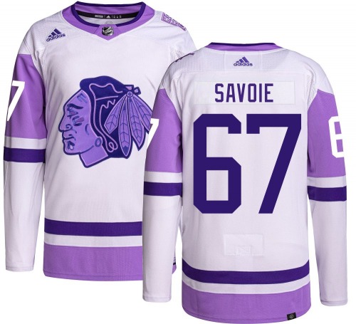 Samuel Savoie Chicago Blackhawks Adidas Youth Authentic Hockey Fights Cancer Jersey