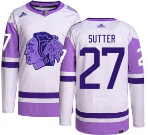 Darryl Sutter Chicago Blackhawks Adidas Youth Authentic Hockey Fights Cancer Jersey