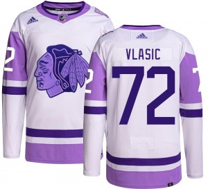 Alex Vlasic Chicago Blackhawks Adidas Youth Authentic Hockey Fights Cancer Jersey