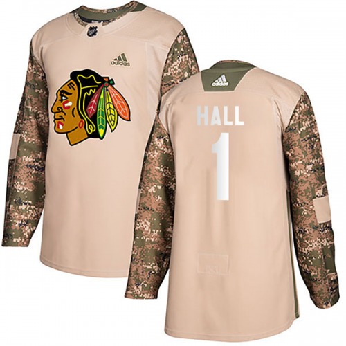 Glenn Hall Chicago Blackhawks Adidas Authentic Veterans Day Practice Jersey (Camo)